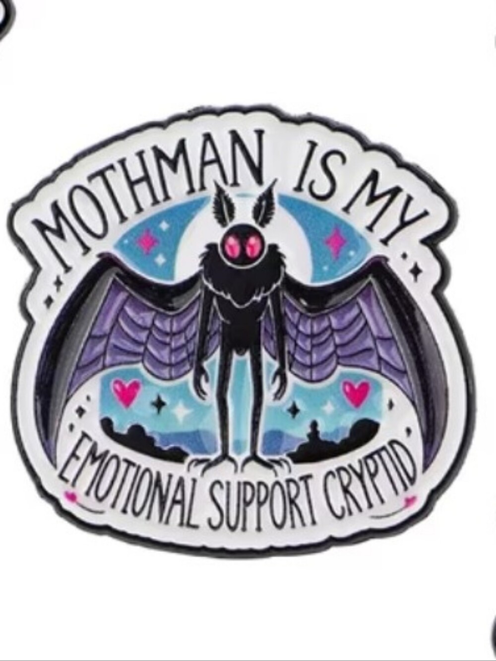 Mothman Enamel Brooch Pin - Purple & Black